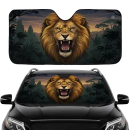 Golden-Brown Lion Roar African Savanna - Wildlife Lover Car Interior Upgrade Car Sunshade