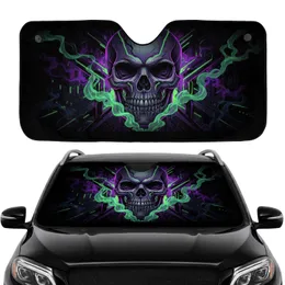 Human Skull Glowing Eyes Smoke Energy Circuit Patterns - Car Interior Upgrade Car Sunshade
