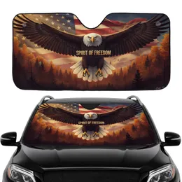 Majestic Soaring Bald Eagle American Flag Forest - Car Interior Upgrade for Veterans Car Sunshade
