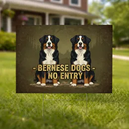 Bernese Mountain Dogs No Entry - Property Protection Dog Lover Gift Yard Sign
