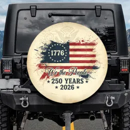 Vintage Distressed American Flag 1776 We the People 250 Years 2026 USA 250th Anniversary for Veterans Spare Tire Cover
