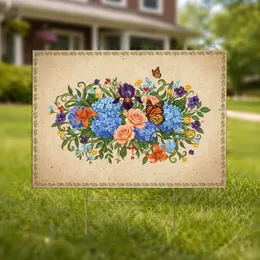 Monarch Butterfly Blossom Floral Vines - Garden Decor for Nature Lovers Yard Sign