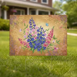 Bellflower Sweet Pea Wildflowers Butterfly - Home Decor Gift for Gardeners and Nature Lovers Yard Sign