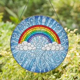 Rainbow Arch Billowy Clouds Sky Scene - Home Decor Gift for Home & Rainbow Lover Stained Glass Suncatcher
