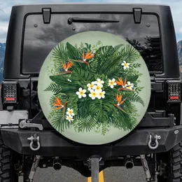 Plumeria Bird-of-Paradise Tropical Leaves Jungle - Outdoor Living Nature Lover Spare Tire Cover