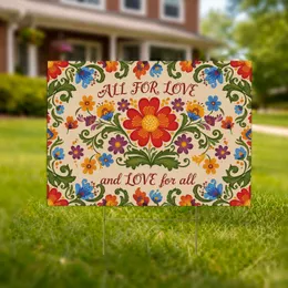 Red Flower All For Love Floral Bouquet - Love & Unity Home & Garden Decor Gift Yard Sign