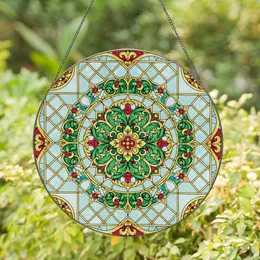 Baroque Floral Emblem Acanthus Leaf Golden Scroll Rose Filigree - Home Decor Gift Stained Glass Suncatcher