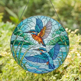 Kingfishers Aquatic Reeds Water Reflections - Wildlife Lover Gift Stained Glass Suncatcher