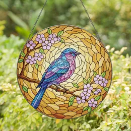 Songbird Blossom Branch Iridescent Feathers - Meaningful Home Decor Gift for Garden Lovers Stained Glass Suncatcher