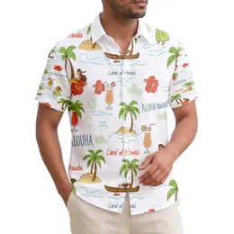 Hula Dancer Palm Tree Canoe Hibiscus Tropical Cocktail Scene - Hawaii Travel Gift Hawaiian Shirt