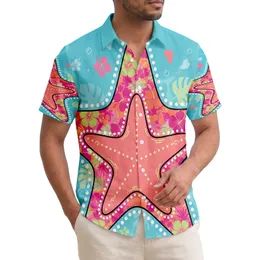 Layered Starfish Hibiscus Foliage Tropical Ocean - Beach Life Gift for Ocean Lover Hawaiian Shirt