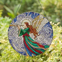 Angelic Trumpet Figure Celestial Mosaic - Home Decor Gift Stained Glass Suncatcher