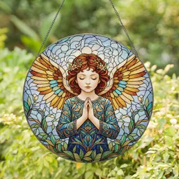 Angelic Child Prayer Wings Celestial Foliage - Home Decor Gift for Display Stained Glass Suncatcher