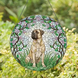 Fawn Mastiff Lavender Floral Archway - Home Decor Gift for Dog Lover Stained Glass Suncatcher