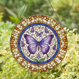 Purple Blue Butterfly Tiffany Stained Glass Bellflower - Home Decor Gift for Butterfly Lover Stained Glass Suncatcher
