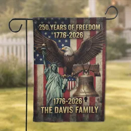 Bald Eagle Liberty Bell Statue of Liberty American Flag - USA 250th Anniversary Historic Custom Family Name Garden Flag
