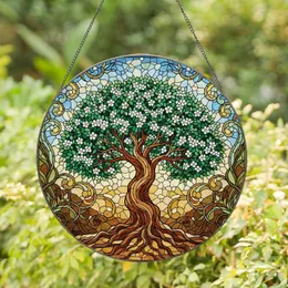 Ancient Gnarled Tree Blossoms Botanical Accents - Luminous Glass Window Decor Gift Stained Glass Suncatcher