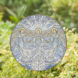 Angelic Figures Celestial Swirls Starbursts - Spiritual Home Decor Gift Stained Glass Suncatcher