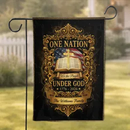Bible American Flag We the People One Nation Under God 250th Anniversary Independence Day Custom Family Name Garden Flag