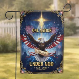 Bald Eagle One Nation Under God 1776-2026 - USA 250th Anniversary Custom Family Name Garden Flag