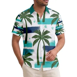 Dark Green Palm Trees Teal Blue Brush Strokes - Tropical Landscape Home Decor Gift Hawaiian Shirt