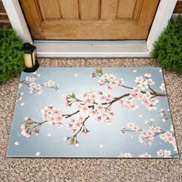 Arching Sakura Cherry Blossom Flowers Buds Leaves - Home Entryway Decor Gift Doormat