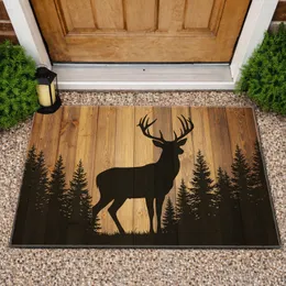 Majestic Antlered Deer Wilderness Pine Forest Rustic Wood - Wildlife Lover Gift Doormat