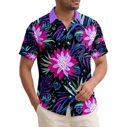 Pink Lavender Tropical Flowers Teal Blue Agave Foliage - Island Vacation Gift Hawaiian Shirt