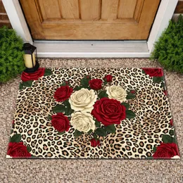 Red Cream Roses Dark Green Leaves Buds - Everyday Home Decor Gift for Flower Lover Doormat