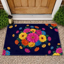 Dense Gerbera Daisy Rose Botanical Arrangement - Home Decor Gift Doormat
