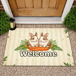 Bunnies Welcome Carrots Greenery - Housewarming Home Decor Gift Doormat