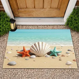 Clam Starfish Beach Pebbles Ocean Sand - Coastal Home Decor Gift Doormat