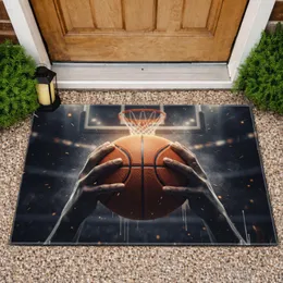 Strong Dark Hands Gripping Basketball Hoop - Sports Fan Home Decor Gift Doormat