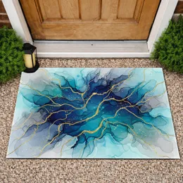Dynamic Intricate Marbling Gold Veins Swirls Alcohol Ink - Luxurious Home Decor Gift Doormat