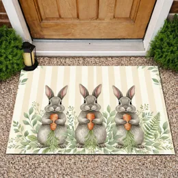Bunnies Orange Carrot Botanical Foliage - Nature Lover Home Decor Gift Doormat