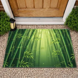 Lush Bamboo Forest Deep Foliage Dew Drops Dappled Sunlight - Everyday Home Decor Gift Doormat