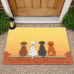 Four Diverse Dogs on Brick Wall - Dog Lover Home Decor Gift Doormat