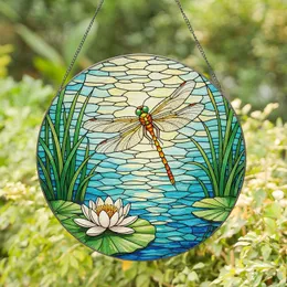 Dragonfly Aquatic Life Water Lily Pond - Home Decor Gift for Nature Lover Stained Glass Suncatcher