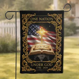 Christian Cross Bible American Flag 1776-2026 - USA 250th Anniversary Independence Day Garden Flag
