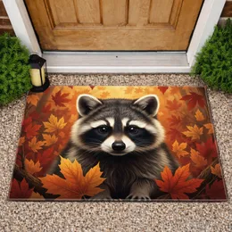 Expressive Baby Raccoon Autumn Foliage - Wildlife Lover Home Decor Gift Doormat