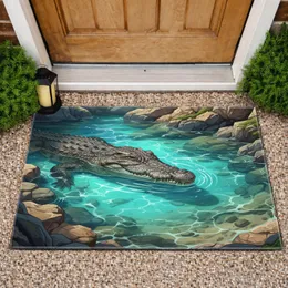 Crocodile Turquoise Rocky Pool - Home Decor Wildlife Gift Doormat
