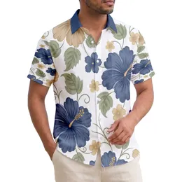 Hibiscus Flowers Accent Flowers Green Stems Leaves - Home Decor Gift Hawaiian Shirt