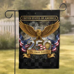 UNITED STATES OF AMERICA Golden Eagle 250 - USA 250th Anniversary Custom Family Name Garden Flag