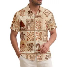 Polynesian Tile Mosaic Sea Turtle Canoe Tribal Icons - Island Getaway Gift Hawaiian Shirt