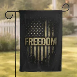 Distressed American Flag FREEDOM - Patriotic Home Decor Gift for Veterans Garden Flag