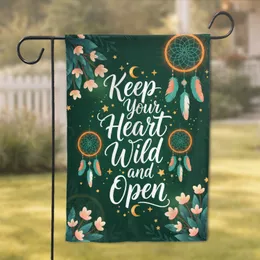 Keep Your Heart Wild and Open Dreamcatchers - Boho Home Decor Gift for Dreamers Garden Flag