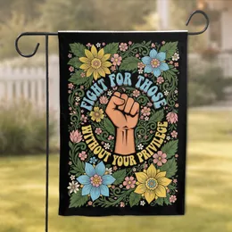 Clenched Fist Fight For Those Groovy Floral - Social Justice Advocacy Decor Garden Flag