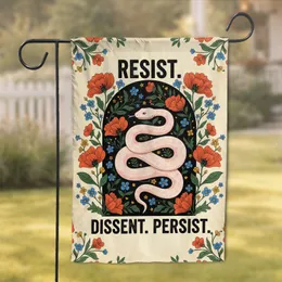 Light Pink Snake Resist Dissent Persist Botanical Floral - Empowerment Activist Gift Garden Flag