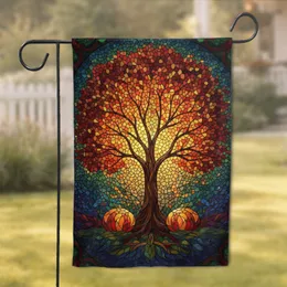 Vibrant Luminous Stained Glass Autumn Tree Mosaic - Nature Lover Home Decor Gift Garden Flag