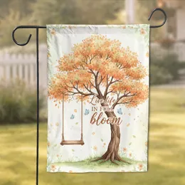 Blossom Tree Swing Butterflies Live Life In Full Bloom Home Decor Gift Garden Flag